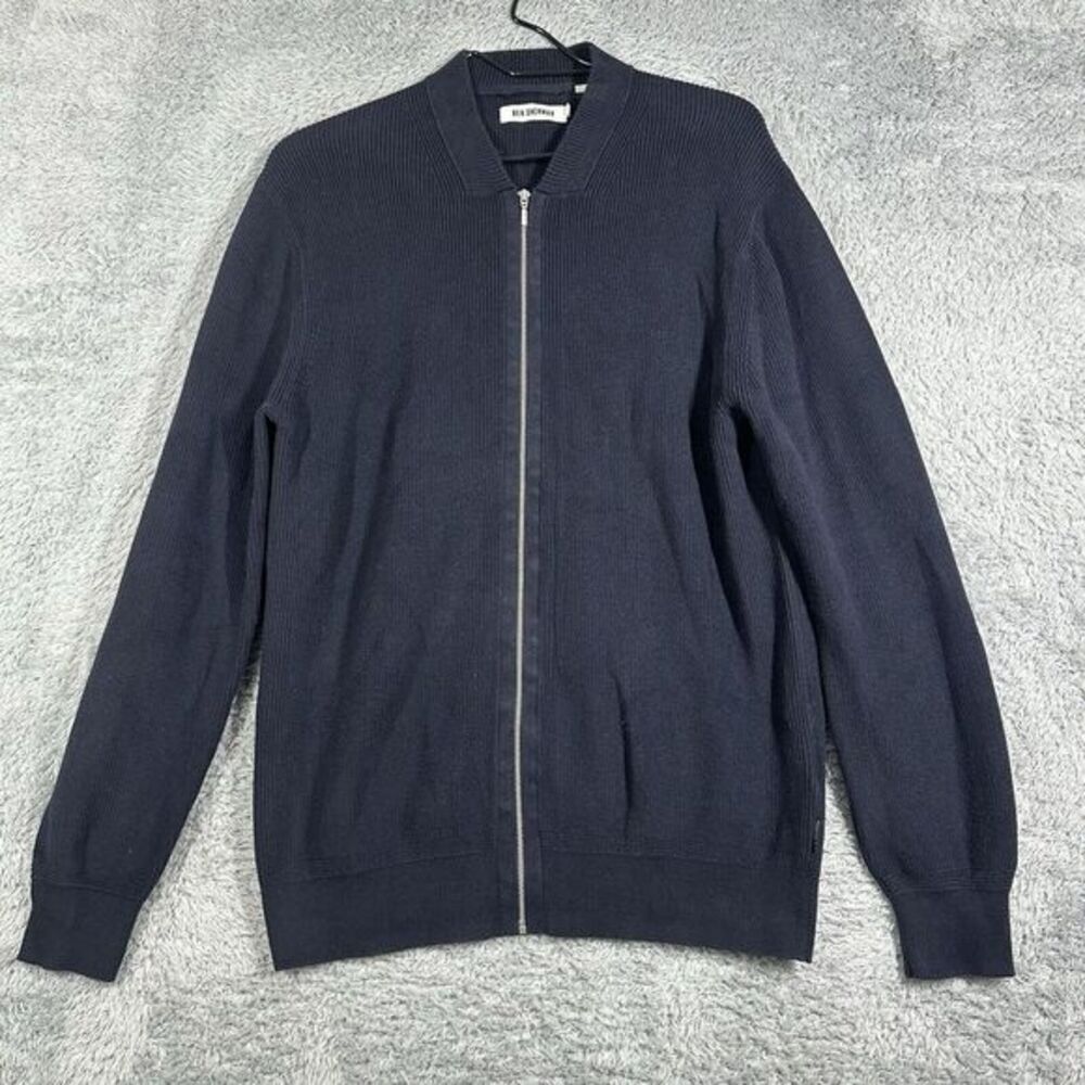 Ben Sherman Original Zip Up Sweater Jumper‎ Cardigan Large Navy Blue